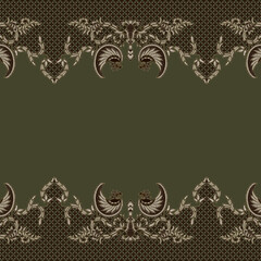 vintage floral background and fresh sage color gurdo motif for batik sarong