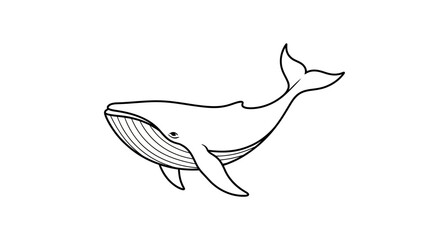 Minimalist Line Drawing of a Whale Featuring Simplified Cetacean Design for Marine and Ocean Theme