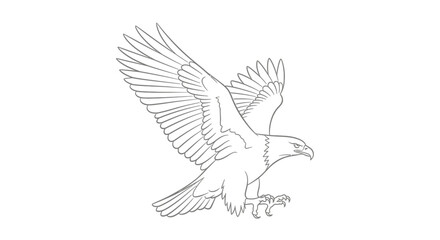 Minimalistic Line Drawing of an Eagle in Flight with Outstretched Wings