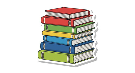 stack of colorful books in various sizes and colors representing knowledge and learning