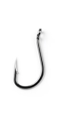Reflective Metallic Fish Hook Isolated on White Surface for Recreational Angling