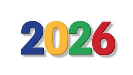 Bright and Colorful Year 2026 Celebration Text With Shadows