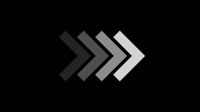 Right arrow loading icon concept animation, Right arrow animation on black background. direction arrow icon motion, Right arrow sign animation concept ,Right  business arrow 4k video footage.