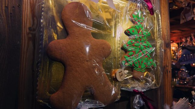 Gingerbread cookie with seasonal decor, Handcrafted bakery treats showcased in warm festive environment