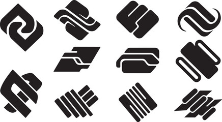 Collection of handshake logo designs in black
