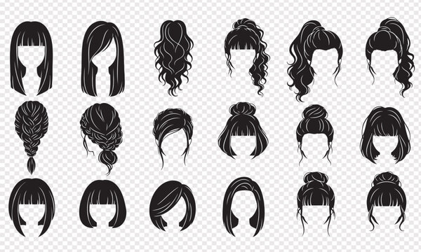 Collectionofvariouswomenhairstylesvectorillustrationsisolated