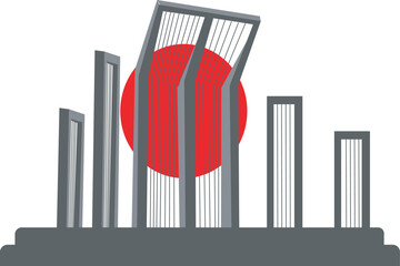 Minimalist Vector Illustration of the Shaheed Minar National Monument for International Mother Language Day