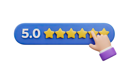 5.0 Star Rating on transparent background