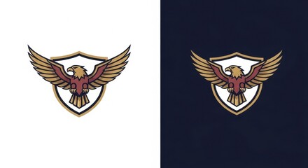 Majestic eagle emblem resting on shield design, conveying strength and protection through stylized