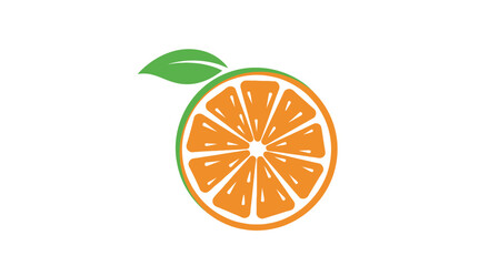 Fresh Orange Slice with Green Leaf Illustration for Healthy Fruits Design