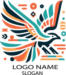 pueblos indigenas native american thunder bird  logo icon vector white background .