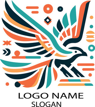 pueblos indigenas native american thunder bird  logo icon vector white background .