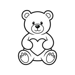 Obraz premium Cute cartoon bear holding heart illustration Vector