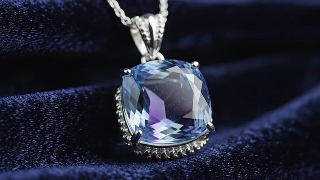 Exquisite Iolite Gemstone Pendant Necklace Mimicking Twilight Sky Hue with Intricate Silver Setting