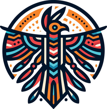 pueblos indigenas native american thunder bird logo icon vector white background .