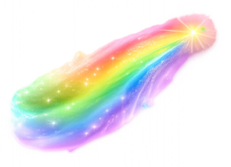Rainbow comet with glowing star