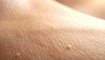 Fototapeta premium Skin Imperfections: Close-up shot showcases human skin, textured and nuanced, revealing unique details and imperfections.