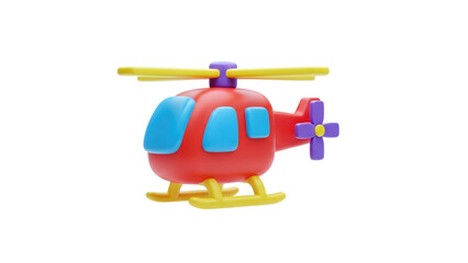 3D Cartoon helicopter 3d render on transparent background