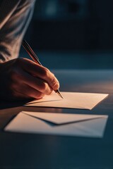 Hand writing letter with envelope