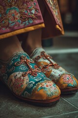 Embroidered shoes traditional footwear detail