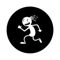 Simple cartoon character running on black background