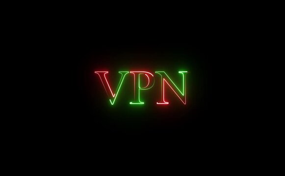 Vpn neon sign glowing in the dark