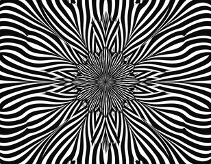 Optical illusion of radiating lines creating a symmetrical flower-like pattern