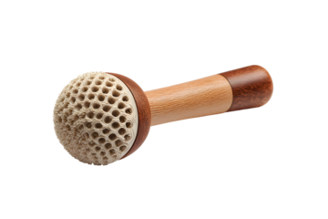 Stylish Wooden Handheld Microphone or Shaker, isolated on transparent background