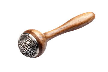 Stylish Wooden Handheld Microphone or Shaker, isolated on transparent background