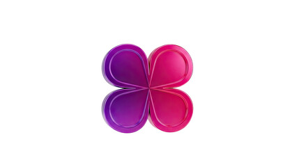 Fototapeta premium 3D Abstract Clover Shape with Pink and Purple Gradient on transparent background