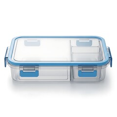 3D illustration of an isolated blue briefcase and business office equipment featuring a silver metal stapler and laptop on a white backgroundf