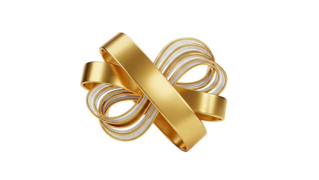 Golden Ribbon Abstract Shape on transparent background - Powered by Adobe