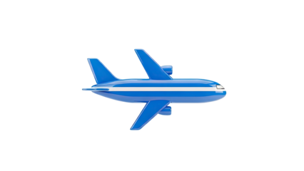 Blue Airplane with White Stripe on transparent background