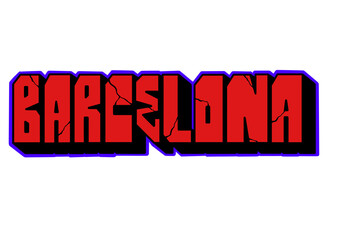 textured graffiti letter BARCELONA city name isolated blockbuster style design