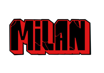 textured graffiti letter MILAN city name isolated blockbuster style design