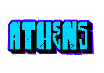 textured graffiti letter ATHENS city name isolated blockbuster style design