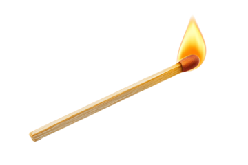 The Ignited Blue-Tipped Wooden Matchstick, isolated on transparent background