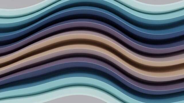 Wavy layered paper design in shades of blue and brown on a gray background