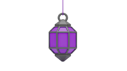 3D Purple Lantern Hanging on transparent background