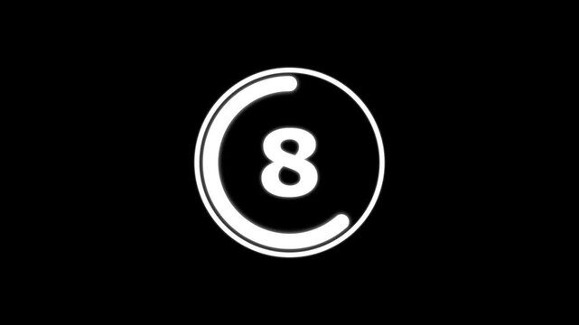 Circle Countdown Timer 13 seconds animation from 13 to 0 seconds, 13 Seconds countdown timer, Round Countdown Timer Interface Animation on Dark Background.
