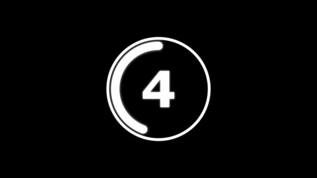 Circle Countdown Timer 9 seconds animation from 9 to 0 seconds, 9 Seconds countdown timer, Round Countdown Timer Interface Animation on Dark Background.