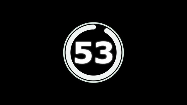 Circle Countdown Timer 58 seconds animation from 58 to 0 seconds, 58 Seconds countdown timer, Round Countdown Timer Interface Animation on Dark Background.