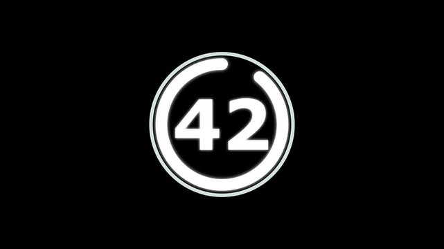 Circle Countdown Timer 47 seconds animation from 47 to 0 seconds, 47 Seconds countdown timer, Round Countdown Timer Interface Animation on Dark Background.