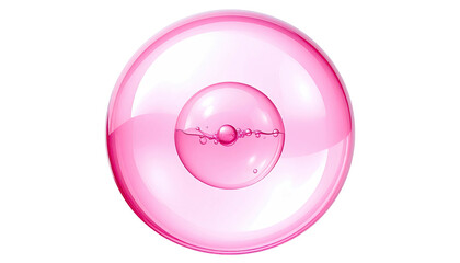 A spherical, pink, glossy design with internal and external elements