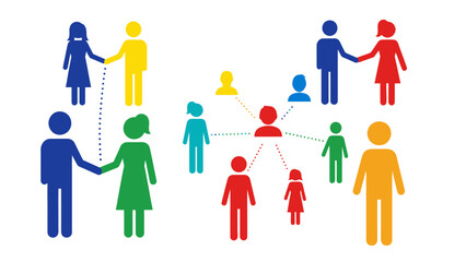 Colorful People Network Connection Abstract Concept Iconography