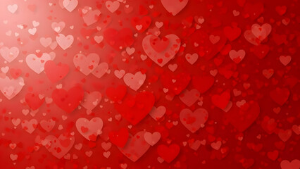 Valentine s day background with red hearts and light effects