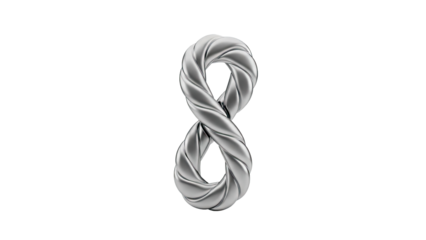 3D Metallic 3d Number 8 Shape on transparent background