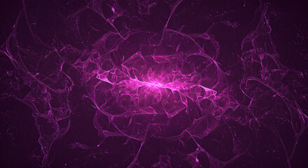 Abstract glowing purple fractal pattern with intricate swirling lines and energy waves on dark background