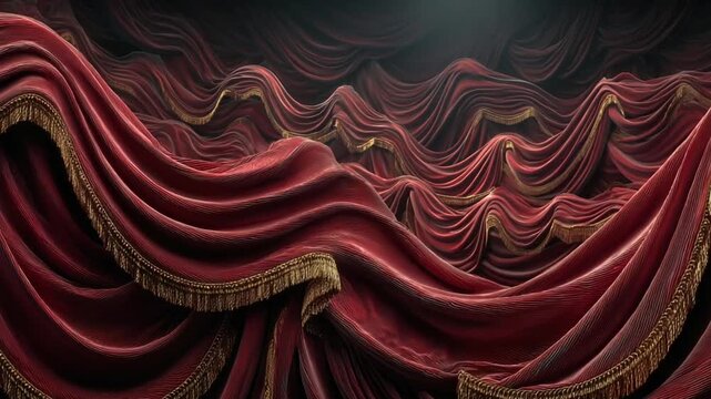 Flowing Red Drapes Create Dramatic Theatrical Scene