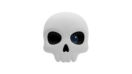 Cartoon Skull with Black Eyes and Blue Iris on transparent background